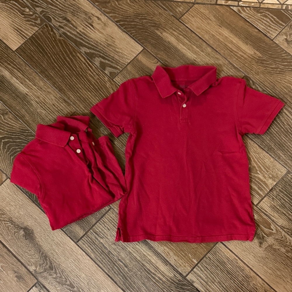 Set of 3: Place Classic Red Kids Polo Shirts - Size Large